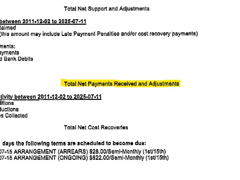 Kaylee Bekiaris Child Support Payments